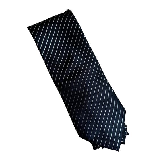 Vintage Alfani Striped 90s Silk Neckties Set of Two Black/Silver and Burgundy - Picture 3 of 4